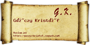 Géczy Kristóf névjegykártya